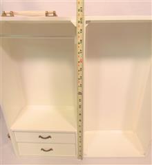 VINTAGE WOOD TRUNK WHITE CHOCK FULL LABELED AG CLOTHES ACCES